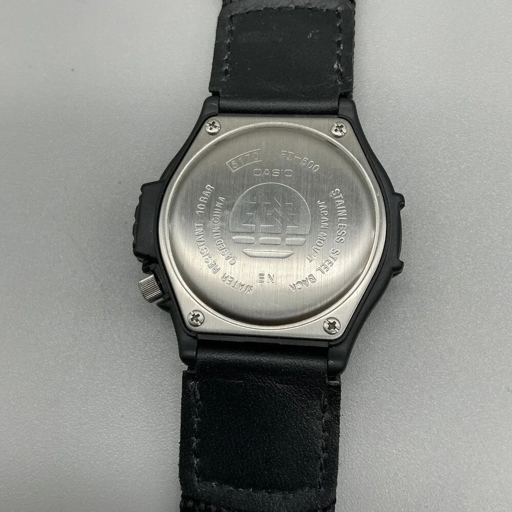 Vintage Casio Forester FT-500 Men Watch 41mm Black Nylon Illuminator New Battery